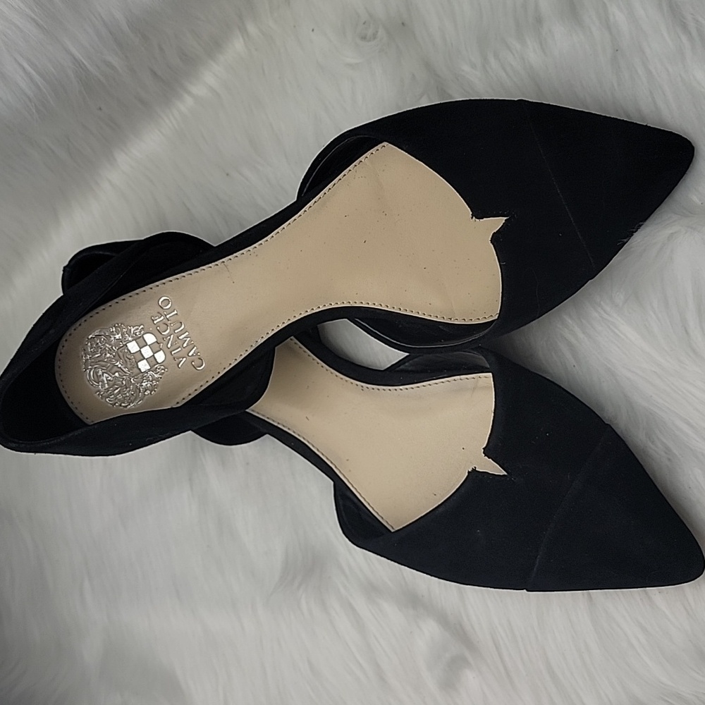 Vince Camuto Black Pointed Toe D'Orsay Flats